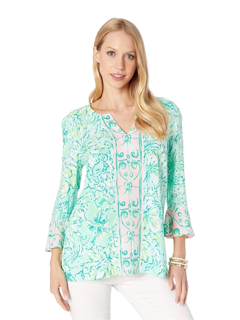 Lilly Pulitzer Keona Floral Tunic Resort Aqua Women’s Medium
